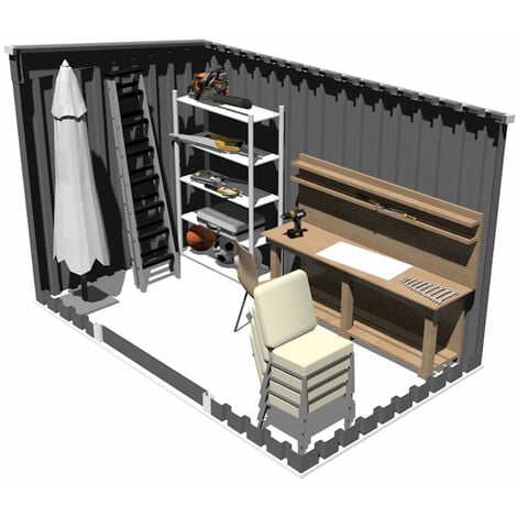 Abri de Jardin en Métal Gardiun Reading 3,16 m² 121x261x176 cm Ext. Acier Galvanisé Gris Anthracite