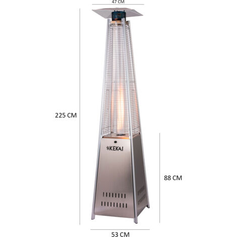 Parasol chauffant au gaz 13Kw en inox avec roues - WARMTECH