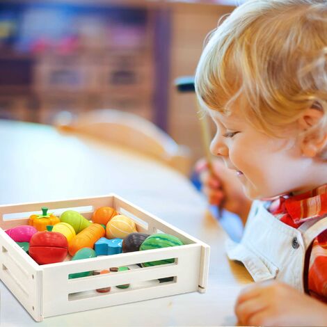 Dinette Plateau d'Aliments pour Enfants Montessori Robincool Eco Fruit  Fabriqué en Bois Écologique 17 accessoires