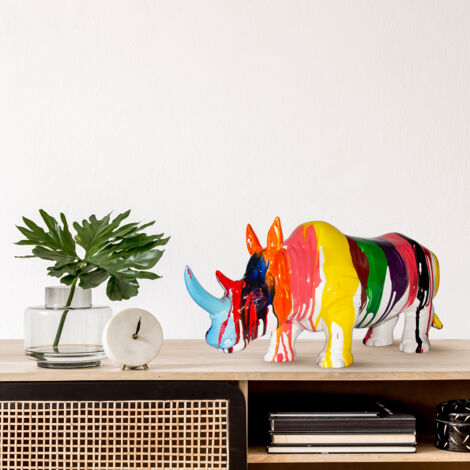 Figurine Décorative Rhinocéros Kuatéh en Polyrésine 54x18x24 cm Multicolore