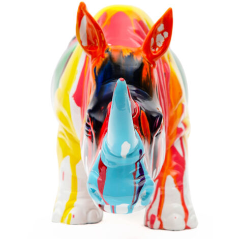Figurine Décorative Rhinocéros Kuatéh en Polyrésine 54x18x24 cm Multicolore
