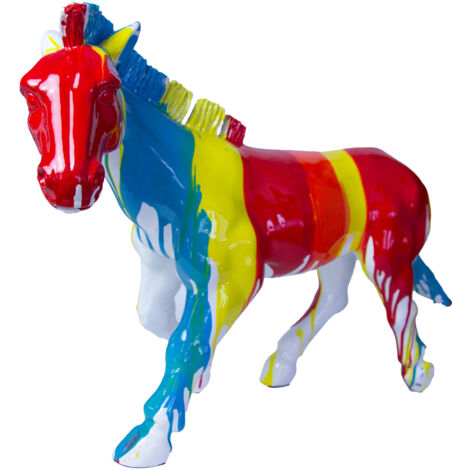 Figurine Décorative Cheval Kuatéh en Polyrésine 75x26x53 cm Multicolore