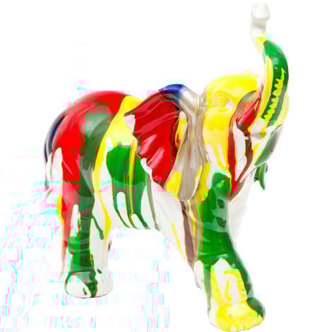Figurine Décorative Éléphant Kuatéh en Polyrésine 25x12x24 cm Multicolore