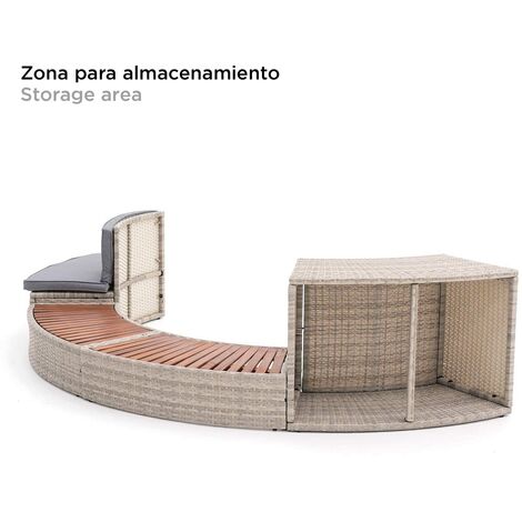 Revêtement Spa K2O Half Surround 180 - Structure Acier 4 Pièces - Banc, Marchepieds Et Rangement - Ø180cm