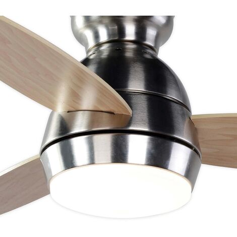 Ventilateur De Plafond Kisa Avec Lumière - Laiton Et Pales Blanc/érable 105 Cm - Pepeo