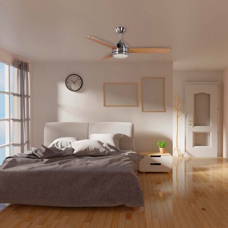Ventilateur Plafond Kekai Siroco Plata DC 132x40cm 55W Argent avec Pales en Bois, Lumière Réglable, Minuterie, Application Smart