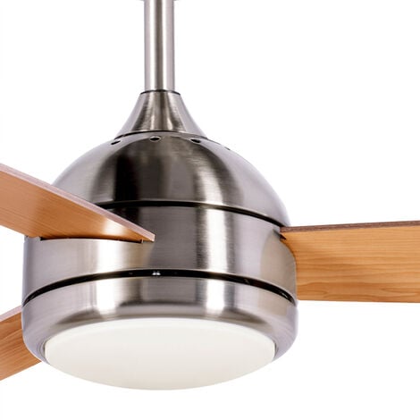 Ventilateur Plafond Kekai Siroco Plata DC 132x40cm 55W Argent avec Pales en Bois, Lumière Réglable, Minuterie, Application Smart