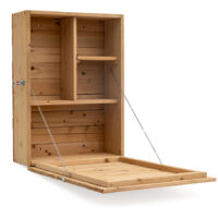 Meuble bar mural en bois de pin – Dimensions 55x22x77,5 cm – Porte frontale convertible en table – Étagères intégrées – Poids supporté 50 kg – Kovyx