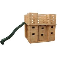 Cabane de jardin pour enfant en bois 423x194x193 cm – Terrasse et toboggan – Structure en bois à rainures et languettes – Label FSC – Outdoor Toys