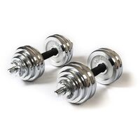 Paire de 2 Haltères Réglables 10 kg 2 en 1 de Keboo Serie 300 4 Disques 1 kg et 4 Disques 1,25 kg