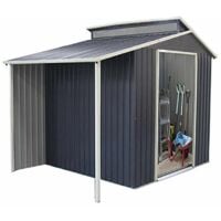 Abri de Jardin en Métal Gardiun Nottingham avec Porche Latéral 3,78 m² 129x293x229 cm Ext. Acier Galvanisé Gris Anthracite