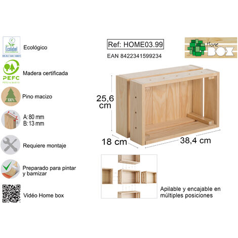 Caja Almacenaje Madera Maciza de Pino Home Box – ASTIGARRAGA