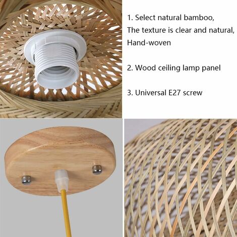 Plafonnier suspendu en rotin et bambou naturel, fait à la main, Design  Vintage, en paille, luminaire décoratif de plafond, idéal pour une salle à  manger