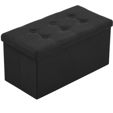 Repose-pied, tabouret pouf, tabouret bas pour salon ou chambre noir  60x50x41 cm tissu lqf63246 meuble pro - Conforama