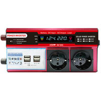 Onduleur Solaire Haute Efficacite Onduleur A onde sinusoidale modifiee Maison Voiture Rv Convertisseur D'Energie Solaire Avec Ecran Lcd 1000W, Rouge
