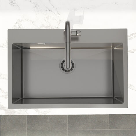 Swiss Aqua Technologies Aurum Küchen-Einbauspüle aus Edelstahl 304, 68x45x21 cm, Gun Metal gebürstet PVD