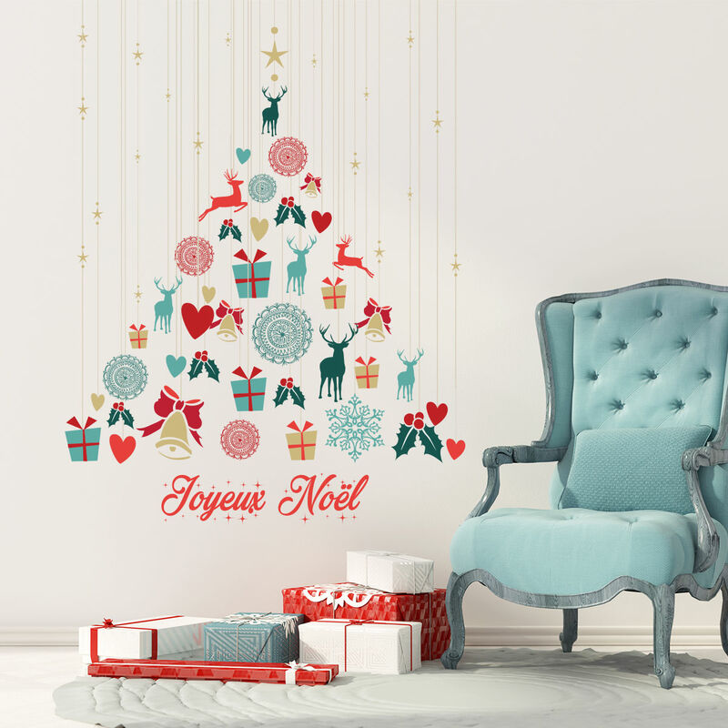 Svanco Décoration Noël Sticker Autocollants Fenêtre Blanc Sapin Noël