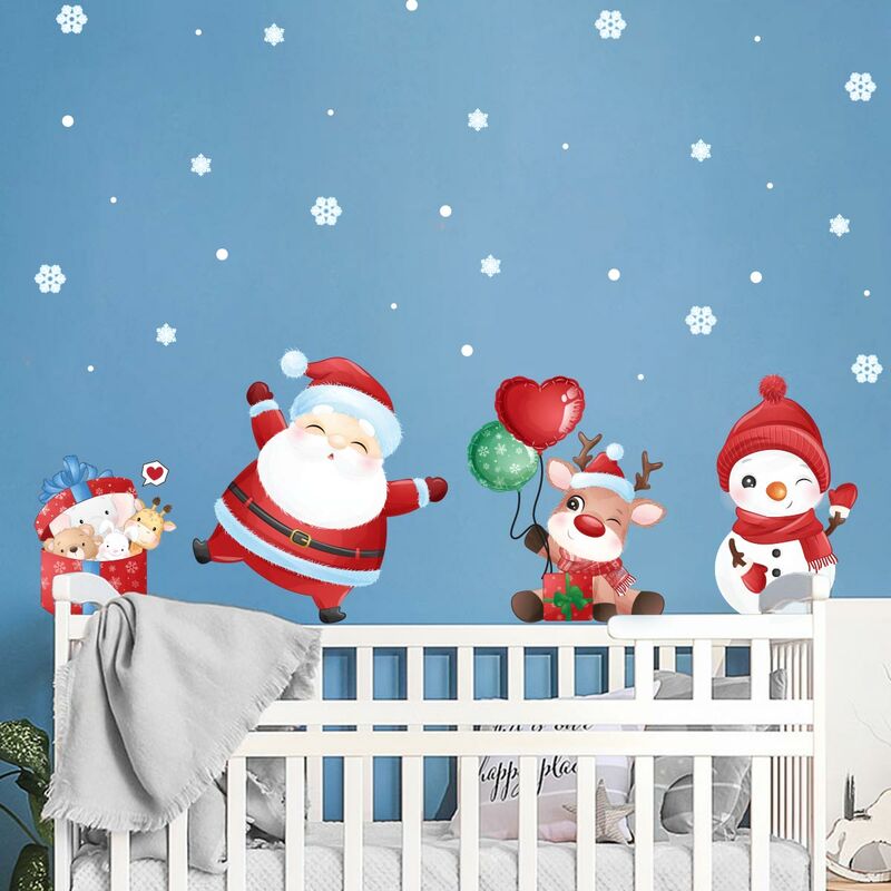 2 Stickers Muraux Amovibles Père Noël - Déco 3D Humoristique Pour Toilettes, Porte, Salle De Bain, Facile à Coller Et à Retirer