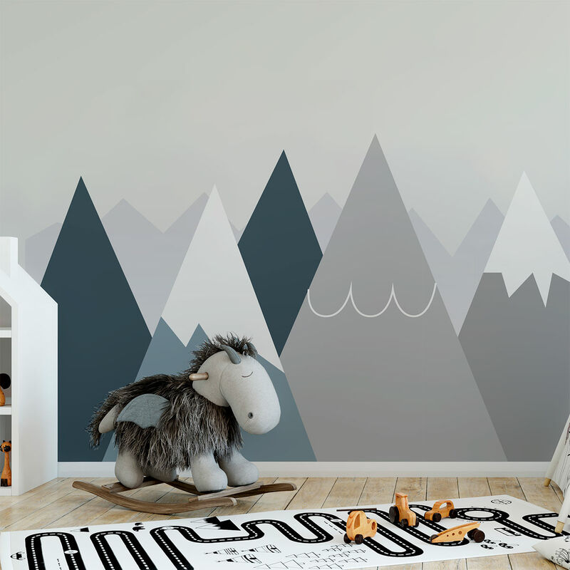 Stickers muraux enfants - Décoration chambre bébé - Autocollant Sticker  mural géant enfant montagnes scandinaves GISKA - 90x135cm