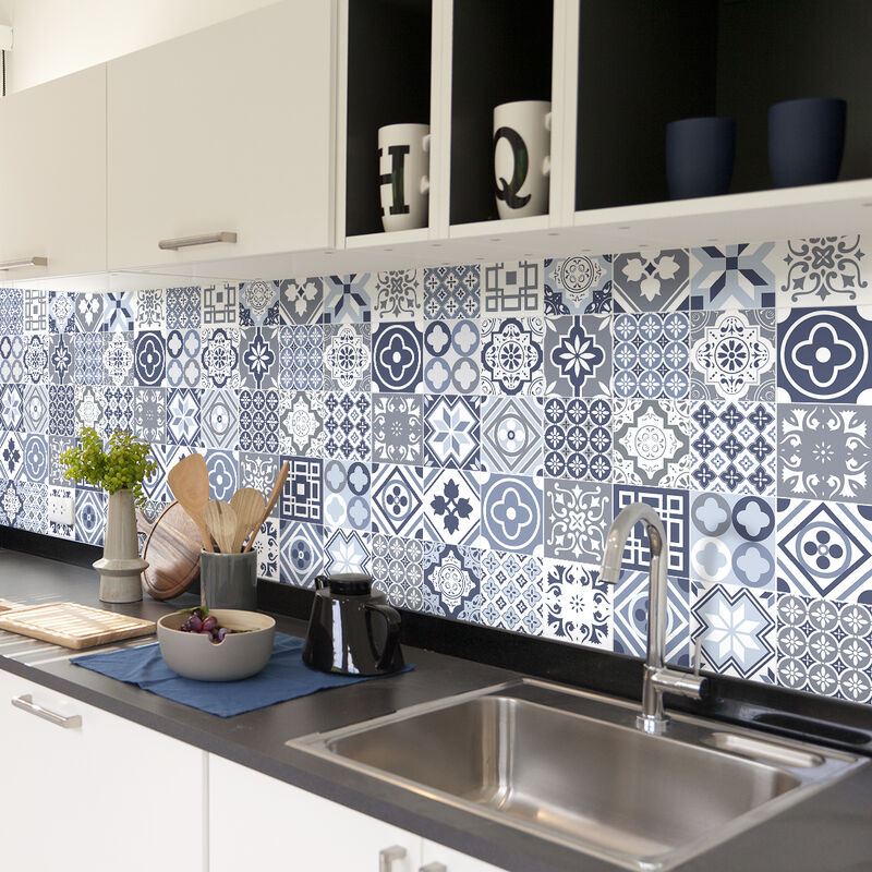 Stickers carrelage adhesifs mosaïques muraux pour salle d'eau et credence  cuisine, autocollants carrelage - Design Marocain