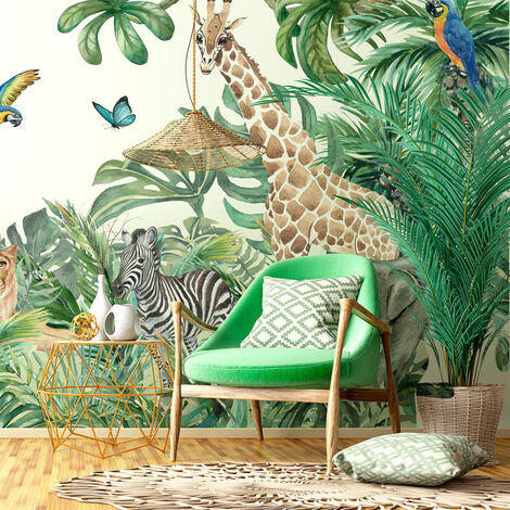 Papier peint panoramique jungle préencollé animaux des tropiques H 250 x L 480 cm (1/5)