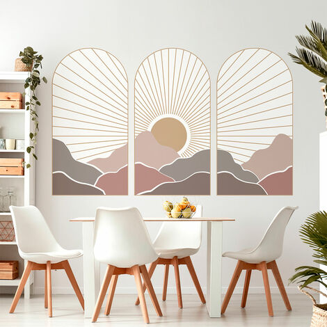Papier peint intissé pré-encollé fresques géantes - TRIO D'ARCHES COUCHER DE SOLEIL ASIATIQUE - 60x90cm (1/5)