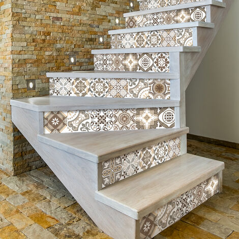 Stickers adhésifs escalier carrelages contremarche - ALINCA - 2 bandes de 13.5x94.5cm
