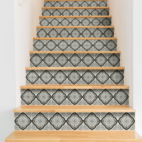 Stickers adhésifs escalier carrelages contremarche - SERENA - 2 bandes de 18x126cm