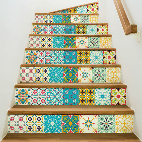 Stickers adhésifs escalier carrelages contremarche - AGUEDA - 2 bandes de 12.5x87.5cm (1/3)
