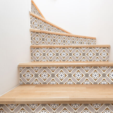 Stickers adhésifs escalier carrelages contremarche - ZOLINA - 2 bandes de 19.5x136.5cm