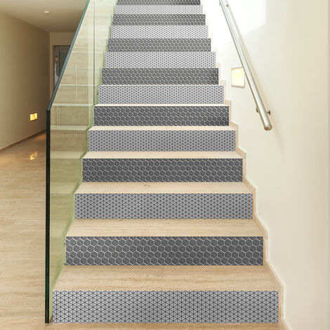 Stickers adhésifs escalier carrelages contremarche - HAAKON - 2 bandes de 19x133cm