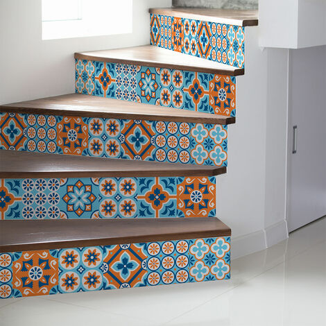 Stickers adhésifs escalier carrelages contremarche - DELFIA - 2 bandes de 12.5x87.5cm (1/3)