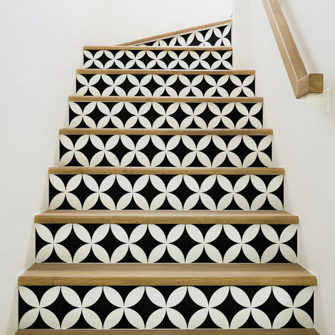 Stickers adhésifs escalier carrelages contremarche - ALVARO - 2 bandes de 12.5x87.5cm