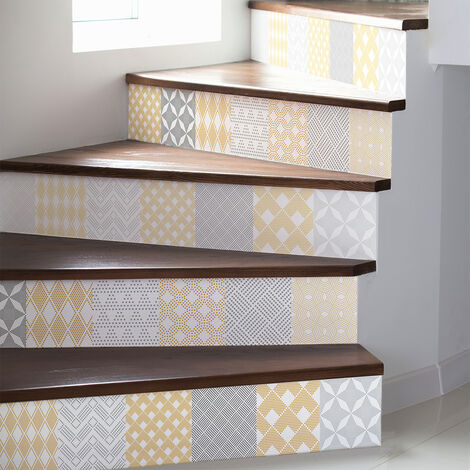 Stickers adhésifs escalier carrelages contremarche - INGVAR - 2 bandes de 14x98cm (1/3)