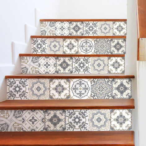 Stickers adhésifs escalier carrelages contremarche - CARENZA - 2 bandes de 12.5x87.5cm (1/3)