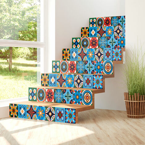 Stickers adhésifs escalier carrelages contremarche - JOSEPHA - 2 bandes de 12.5x87.5cm (1/3)