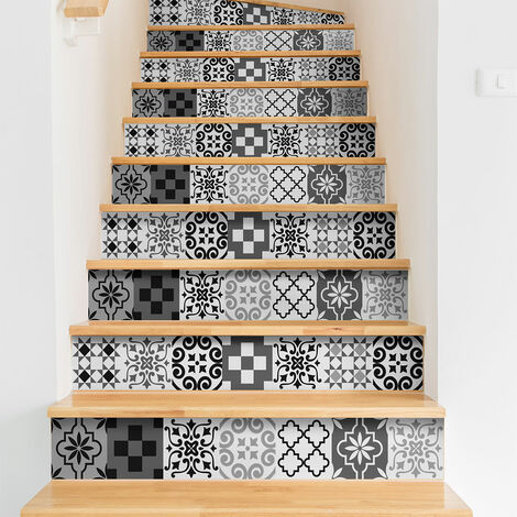 Stickers adhésifs escalier carrelages contremarche - ZOELIA - 2 bandes de 14x98cm (1/3)