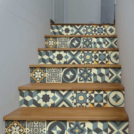 Stickers adhésifs escalier carrelages contremarche - ERINAKA - 2 bandes de 15.5x108.5cm