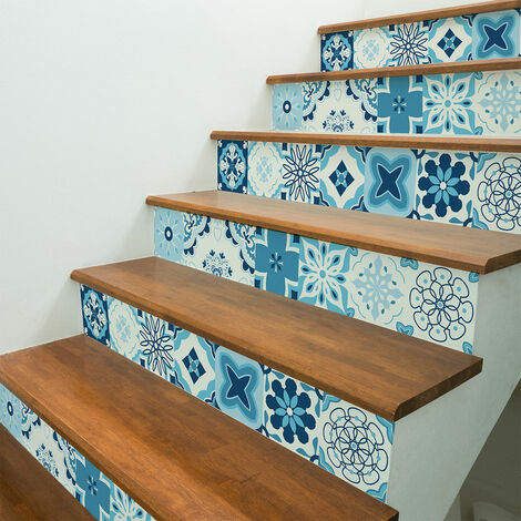 Stickers adhésifs escalier carrelages contremarche - ZANITA - 2 bandes de 14x98cm (1/3)