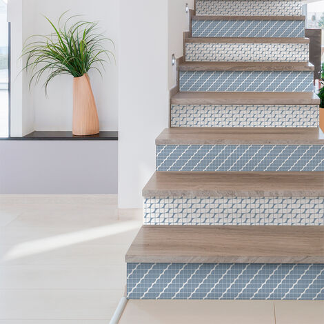 Stickers adhésifs escalier carrelages contremarche - SIGRID - 2 bandes de 14x98cm (1/3)
