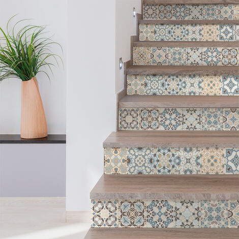 Stickers adhésifs escalier carrelages contremarche - ORNEMENTS STYLÉ - 2 bandes de 19x133cm (1/3)