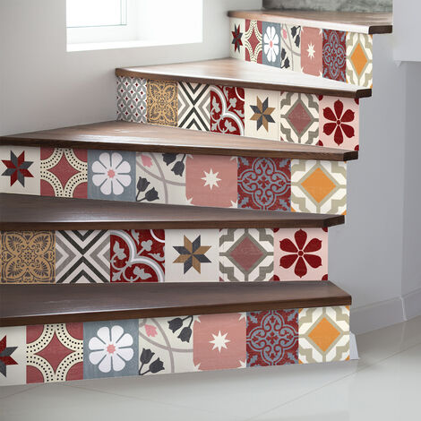 Stickers adhésifs escalier carrelages contremarche - GEOLINA - 2 bandes de 19x133cm (1/5)