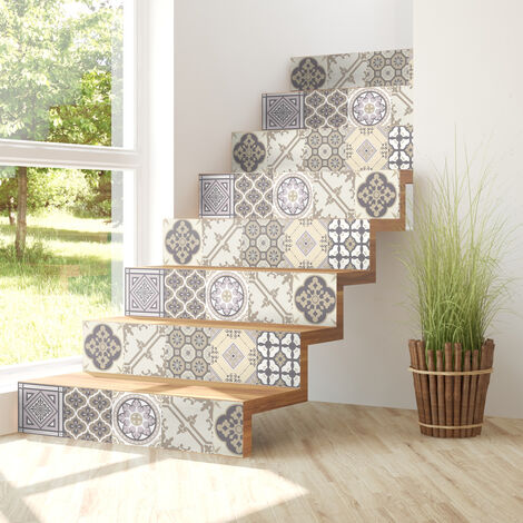 Stickers adhésifs escalier carrelages contremarche - CHAMPETRE - 2 bandes de 19x133cm (1/4)