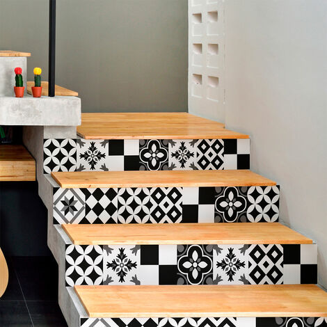 Stickers adhésifs escalier carrelages contremarche - ELODINA - 2 bandes de 14x98cm (1/3)