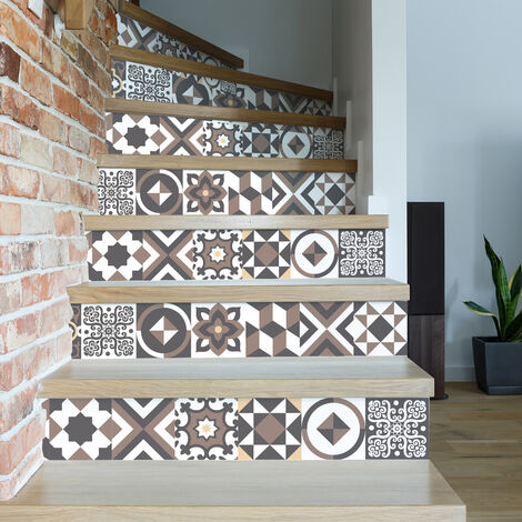 Stickers adhésifs escalier carrelages contremarche - MARIONO - 2 bandes de 12.5x90cm (1/5)