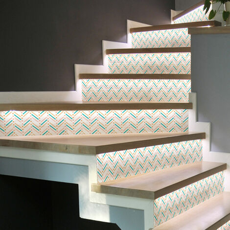 Stickers adhésifs escalier carrelages contremarche - JENSON - 2 bandes de 12.5x90cm (1/3)