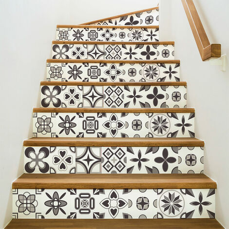 Stickers adhésifs escalier carrelages contremarche - ADRIANA - 2 bandes de 12.5x90cm (1/3)