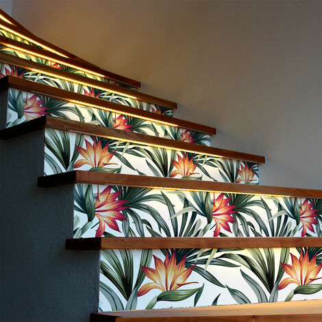 Stickers adhésifs escalier carrelages contremarche - TROPICAL NITEROI - 2 bandes de 19x133cm (1/3)