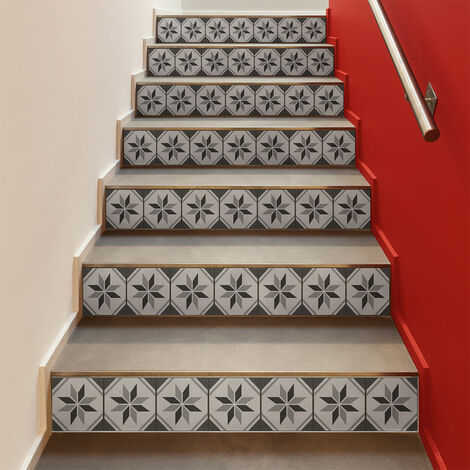 Stickers adhésifs escalier carrelages contremarche - CIRANO - 2 bandes de 19x133cm (1/3)