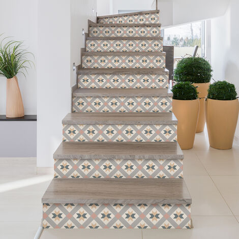 Stickers adhésifs escalier carrelages contremarche - NIARIA - 2 bandes de 16.5x115.5cm
